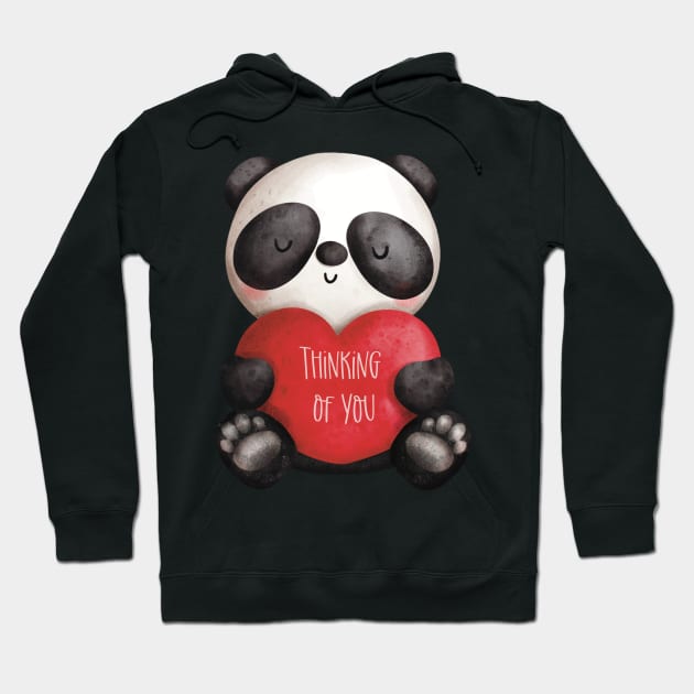 Happy Valentine with a cute panda bear thinking about his love. Thinking of you! Hoodie by marina63